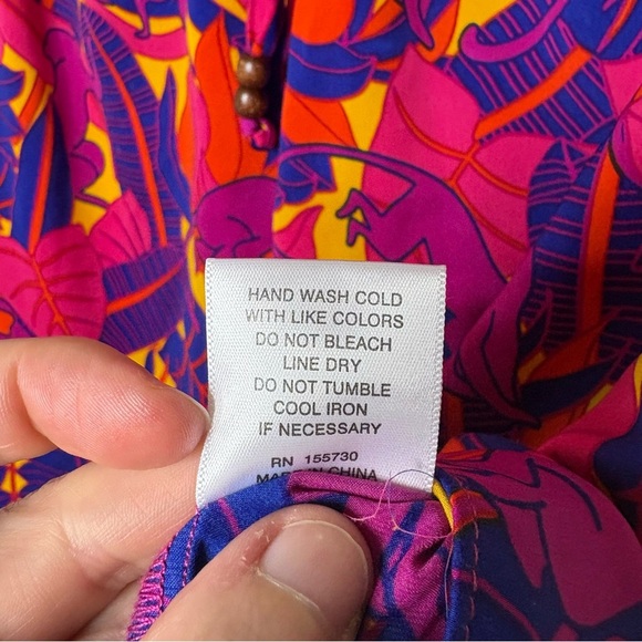 Rose & Olive Pink and Blue Floral Blouse with Monkeys Size Medium - Picture 5 of 7